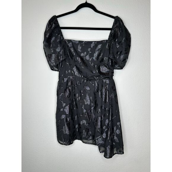 HOUSE OF HARLOW 1960 x REVOLVE Puff Sleeve Square Neck Metallic Mini Dress Small - Picture 4 of 10